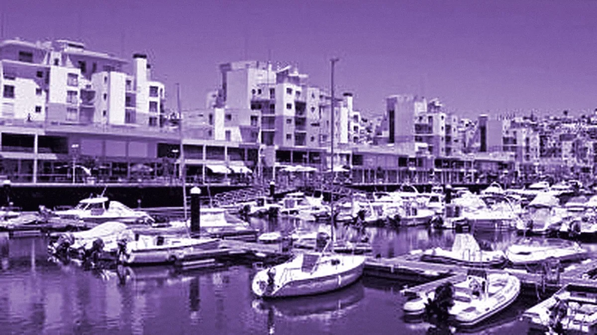 Albufeira, Portugal — panoramic view of Albufeira Marina