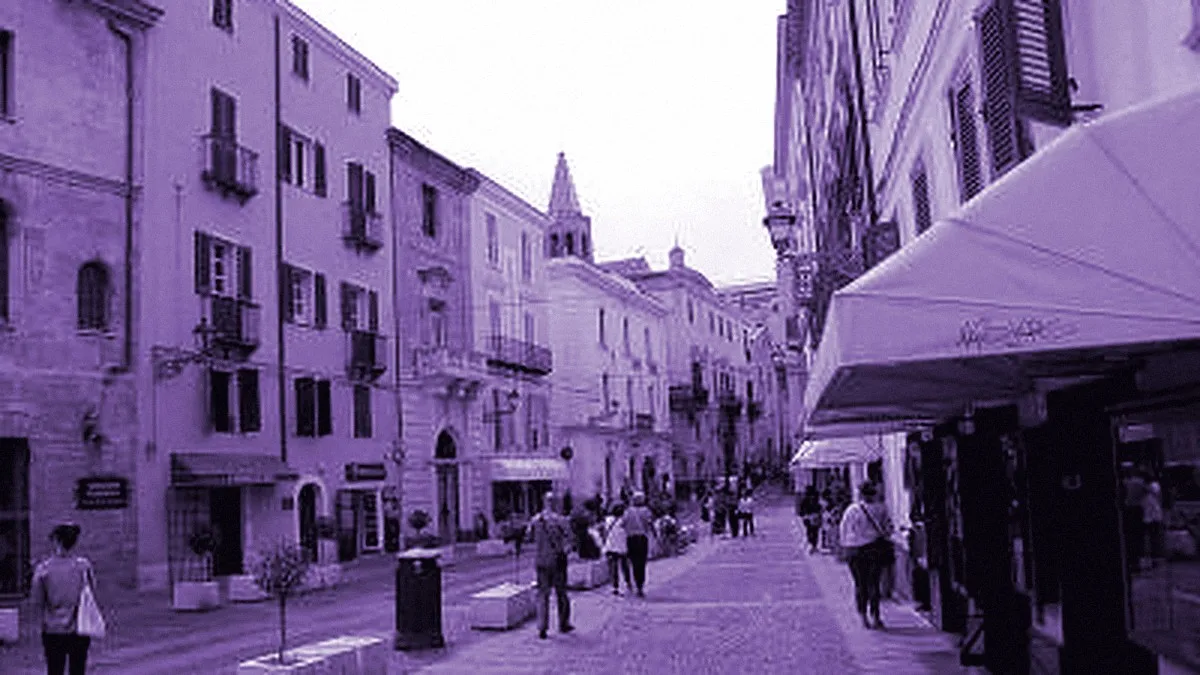 Alghero, Italy — panoramic view of the Civic Square