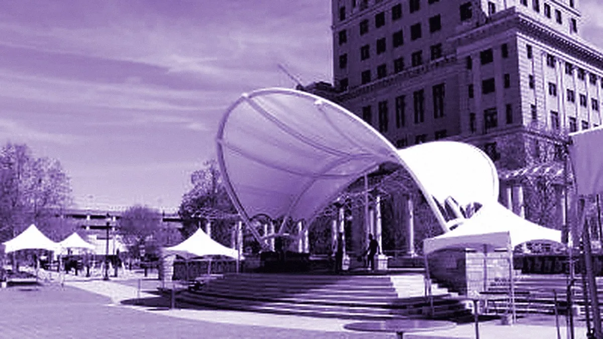 Asheville, United States — panoramic view of Pack Square