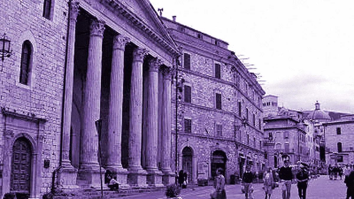 Assisi, Italy — panoramic view of the Town Hall Square