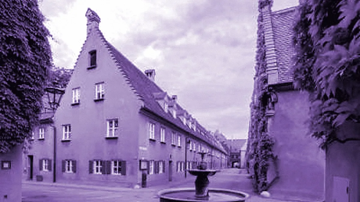 Augsburg, Germany — panoramic view of Fuggerei