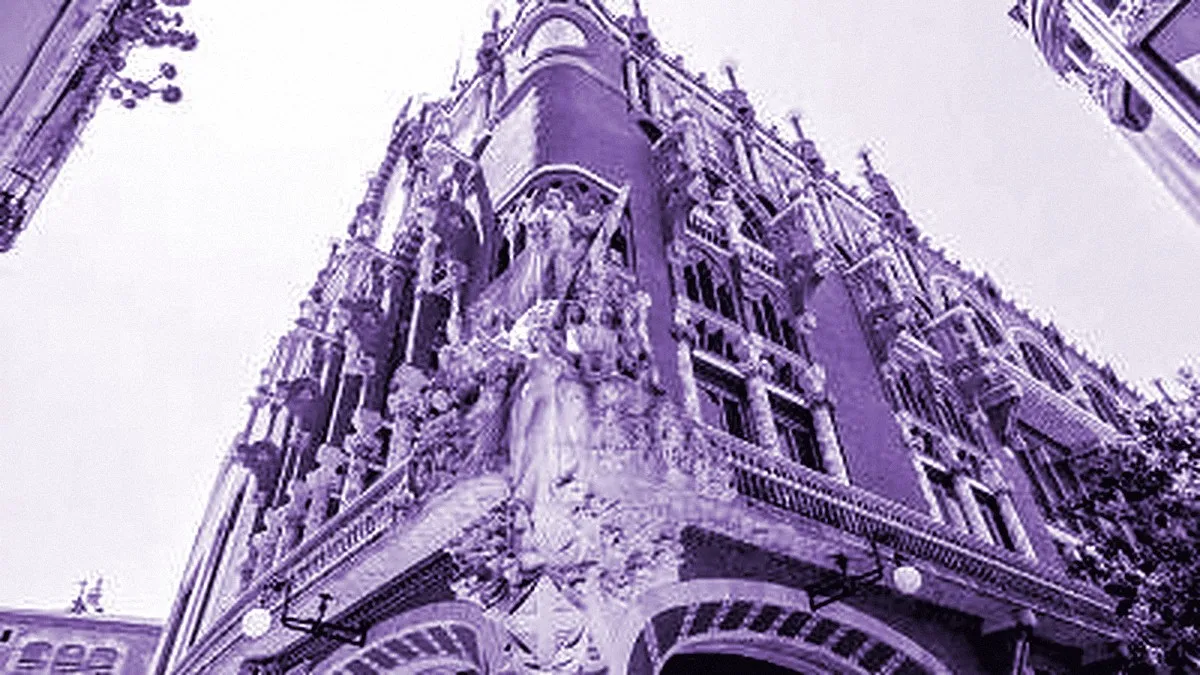 Barcelona, Spain — panoramic view of Palace of Catalan Music