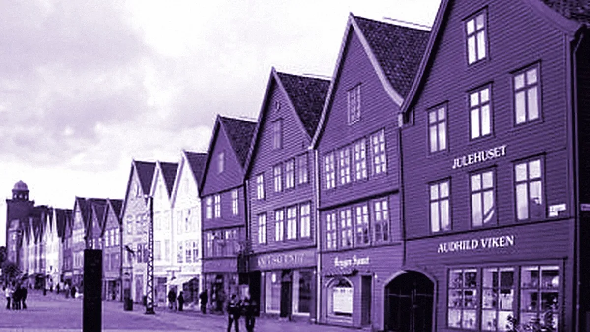 Bergen, Norway — panoramic view of The Wharf