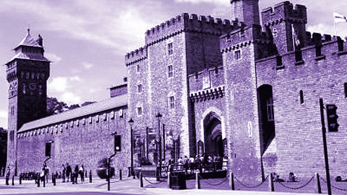 Cardiff, United Kingdom — panoramic view of Cardiff Castle