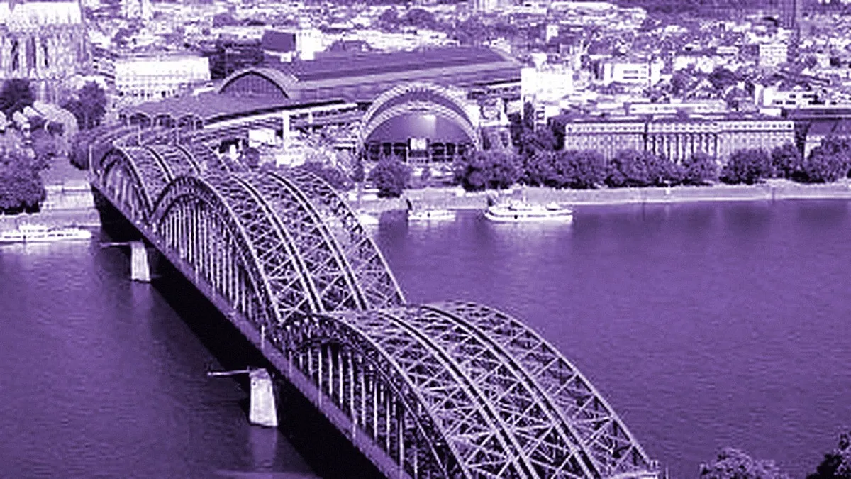 Cologne, Germany — panoramic view of Hohenzollern Bridge