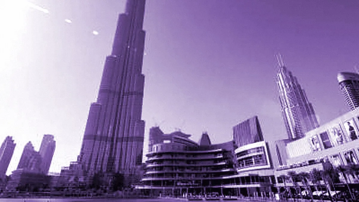Dubai, United Arab Emirates — panoramic view of Khalifa Tower