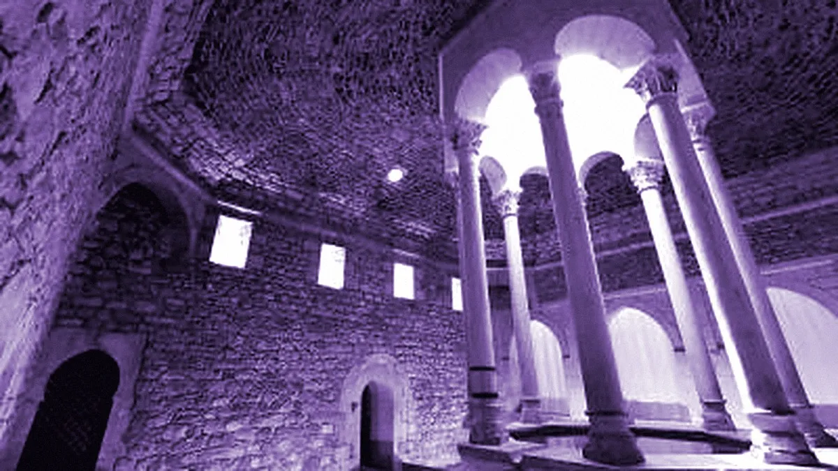 Girona, Spain — panoramic view of Arab Baths
