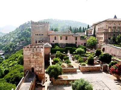 The Alhambra Palace and Fortress Complex, a fortress in Granada, Spain