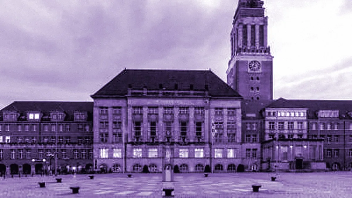 Kiel, Germany — panoramic view of Kiel City Hall