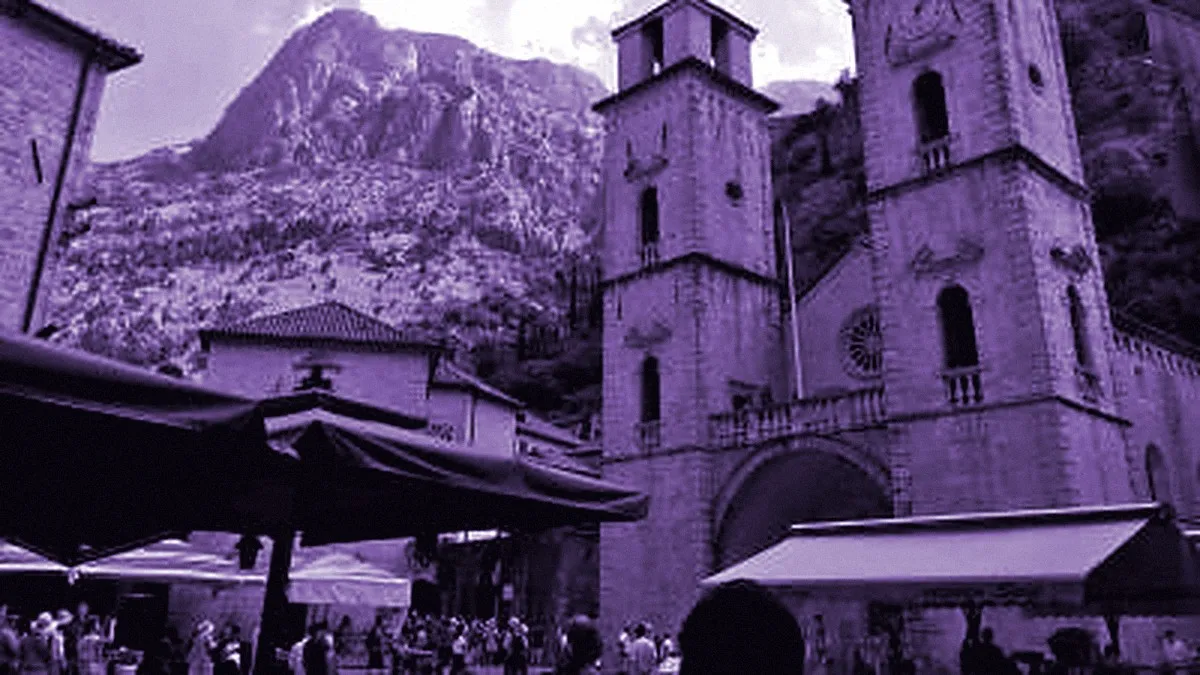 Kotor, Montenegro — panoramic view of Saint Tryphon Cathedral and Square