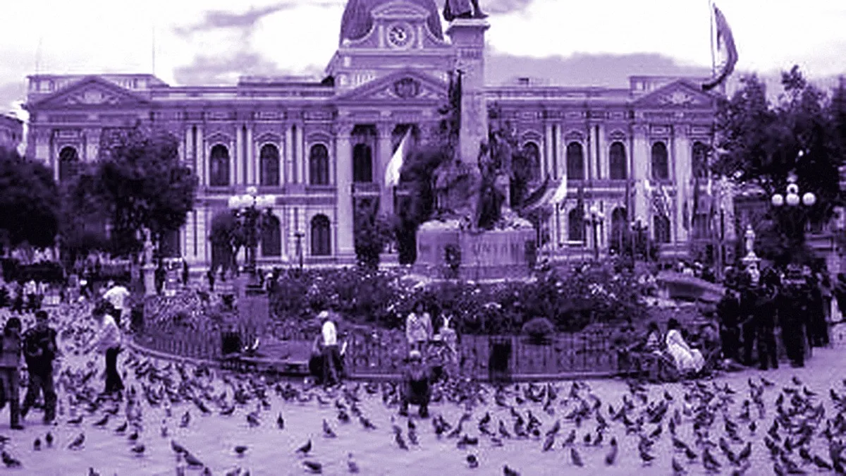 La Paz, Bolivia — panoramic view of Murillo Square