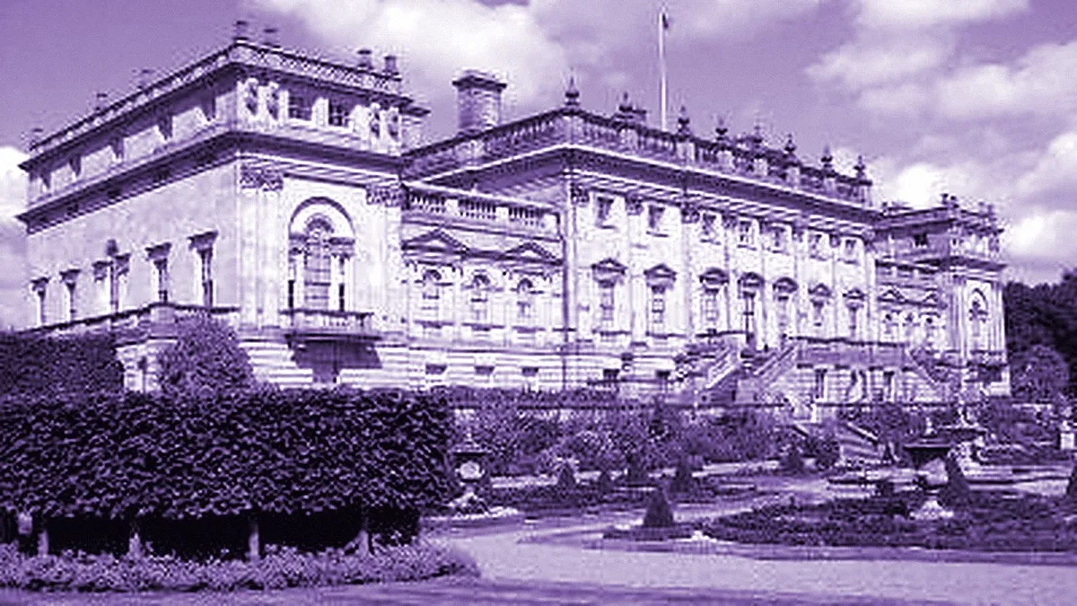 Leeds, United Kingdom — panoramic view of Harewood House