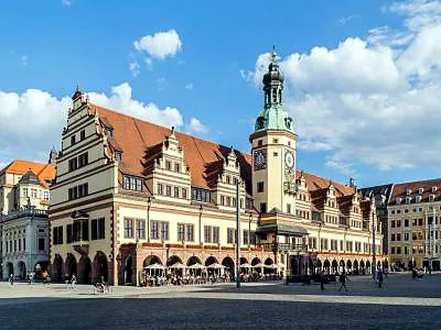 Market Square and Old Town Hall, a town hall in Leipzig, Germany