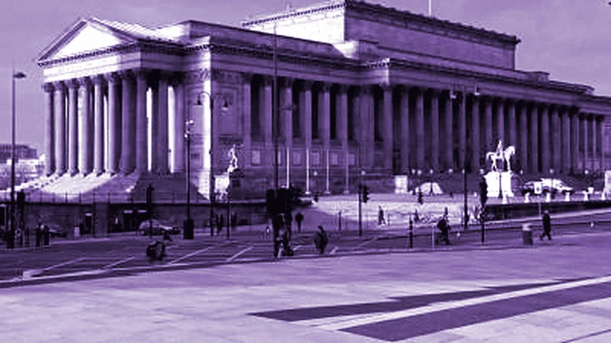 Liverpool, United Kingdom — panoramic view of St. George's Hall