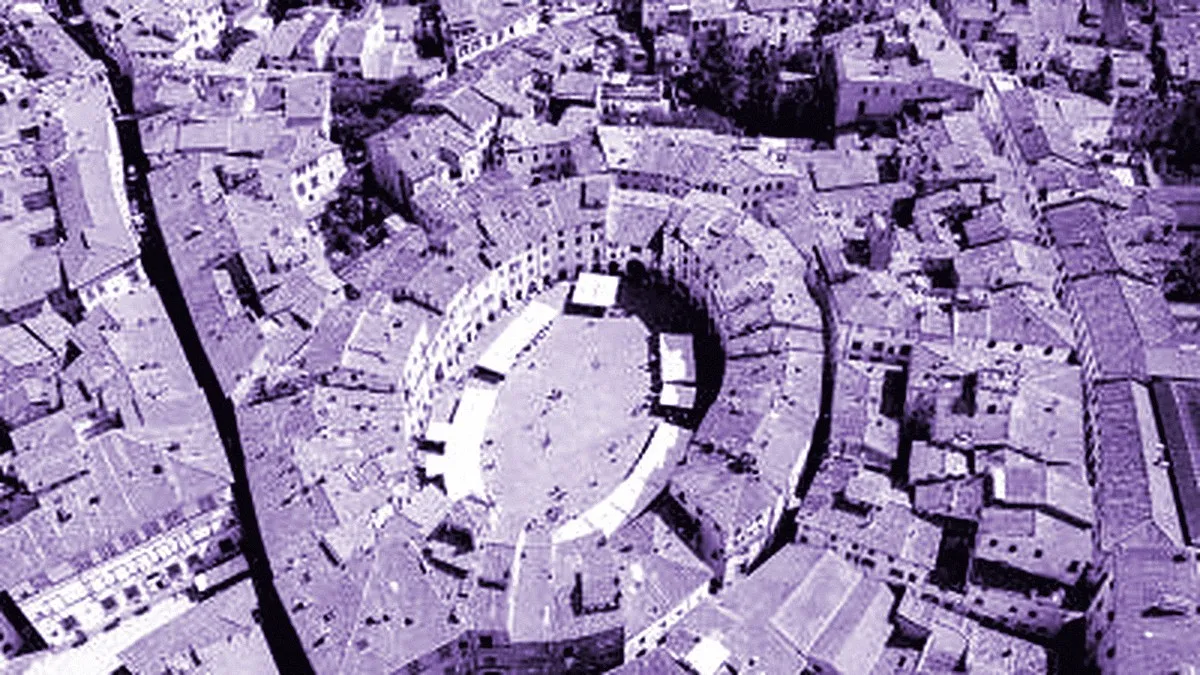 Lucca, Italy — panoramic view of Amphitheater Square