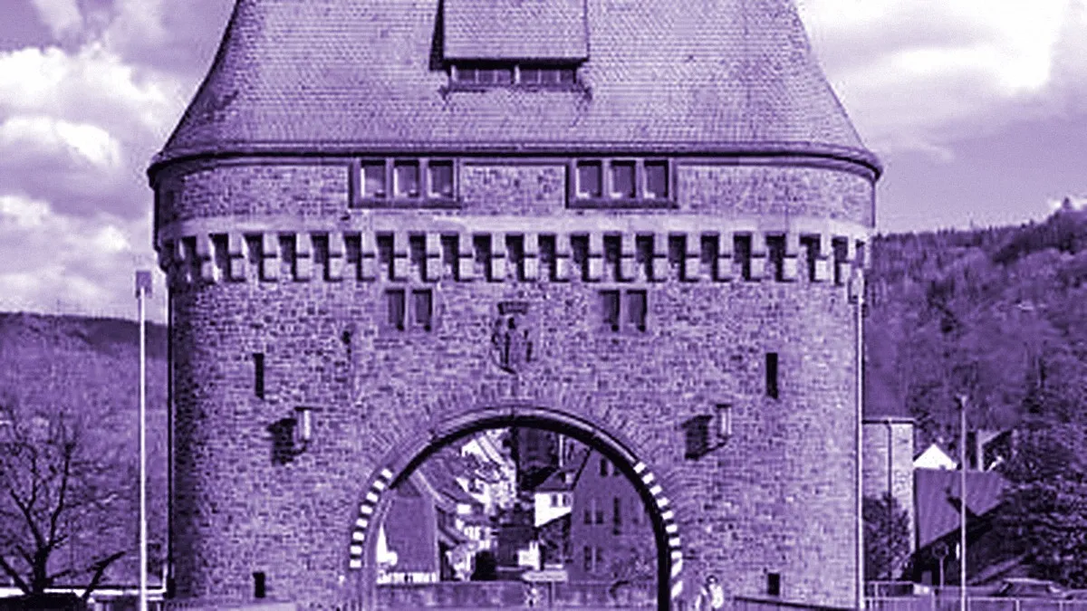 Miltenberg, Germany — panoramic view of Main Bridge and Gatehouse