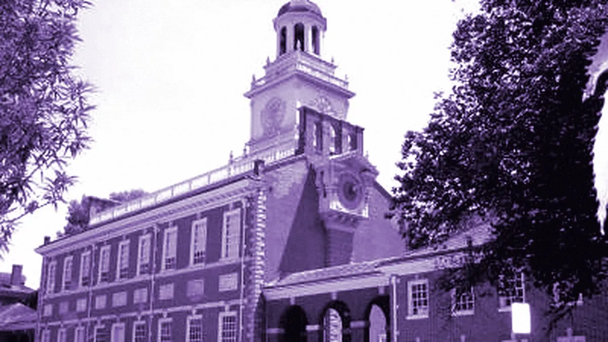 Philadelphia, United States — panoramic view of Independence Hall
