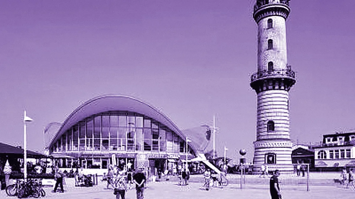 Rostock, Germany — panoramic view of Warnemunde Lighthouse