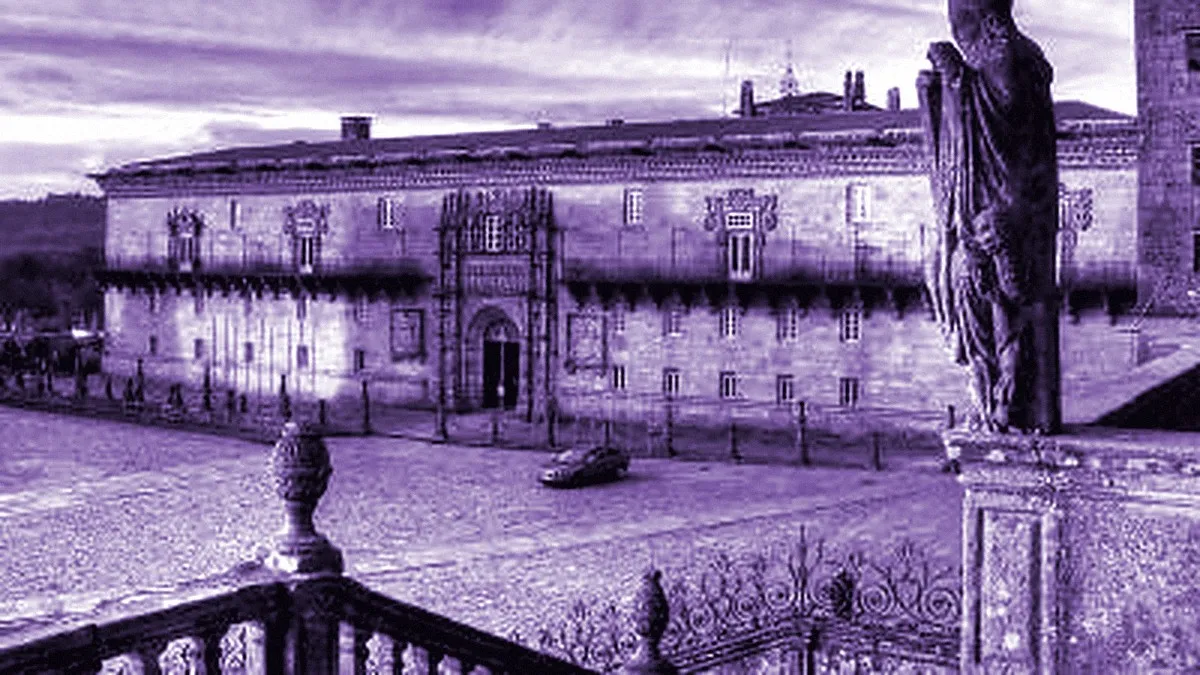 Santiago de Compostela, Spain — panoramic view of Hospital Real de Santiago de Compostela