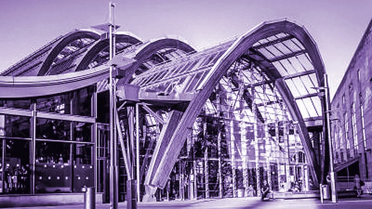 Sheffield, United Kingdom — panoramic view of Sheffield Winter Garden