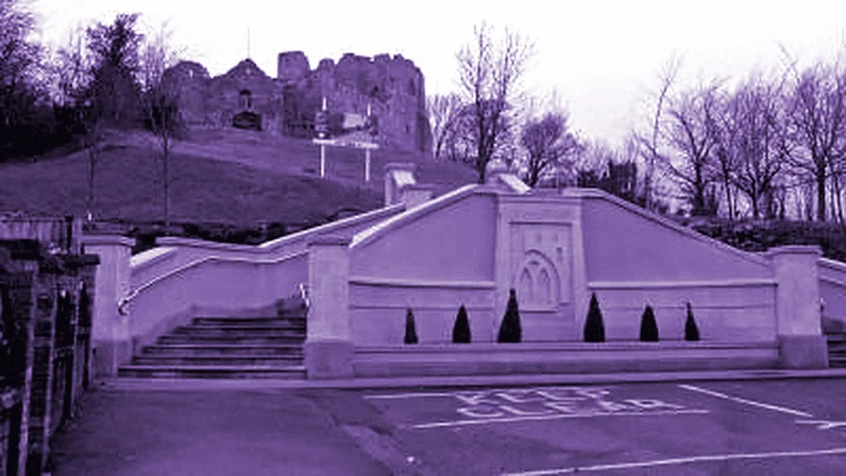Swansea, United Kingdom — panoramic view of Oystermouth Castle