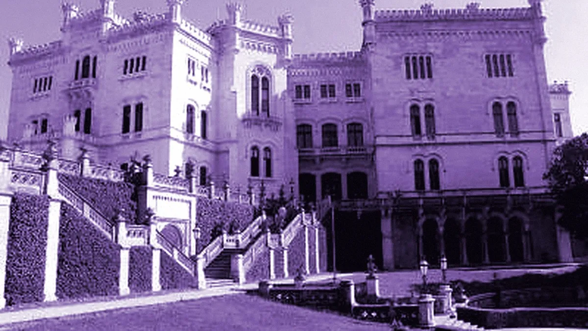 Trieste, Italy — panoramic view of Miramare Castle and Park