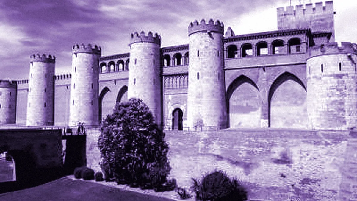 Zaragoza, Spain — panoramic view of Aljafería Palace